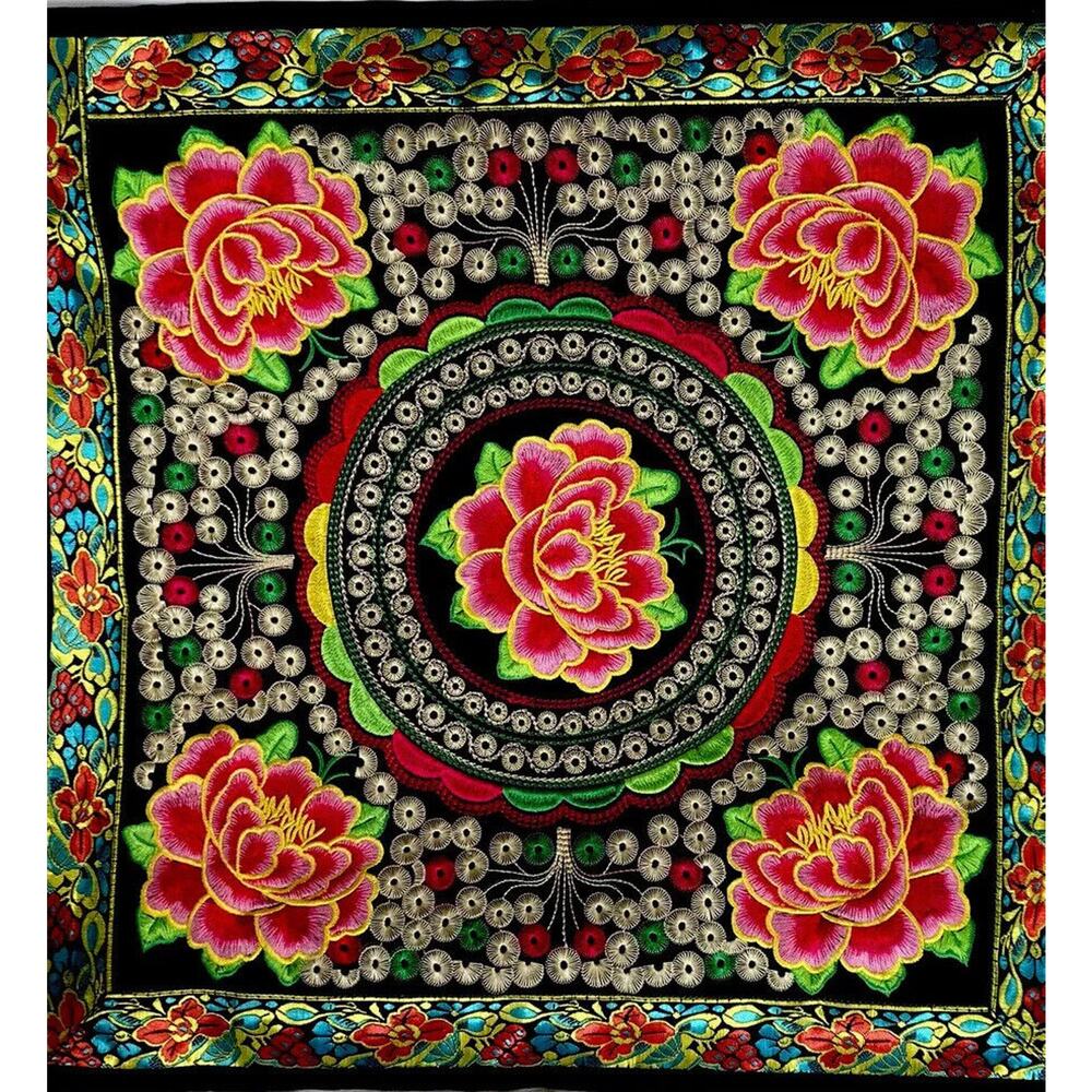 Quality Silk Embroidery Canvas Backing Cushion Cover / Pillow Case 16”x16”